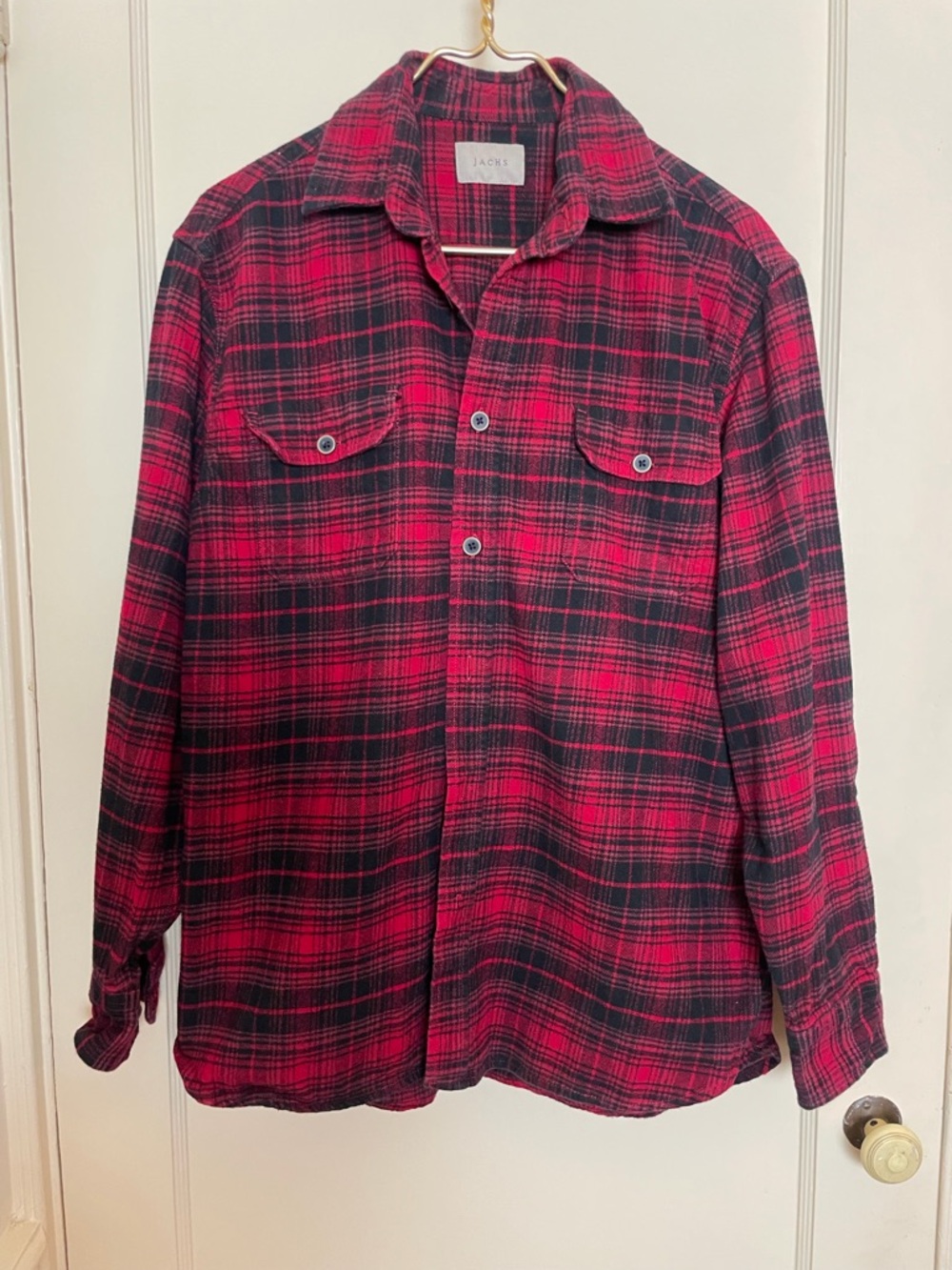Jachs Red and Black Plaid Heavyweight Flannel Shirt